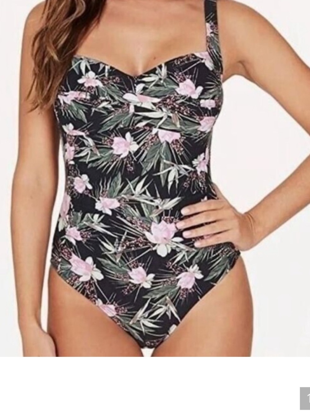 NIP TUCK Palm black Floral One-Piece Swimsuit Size 6